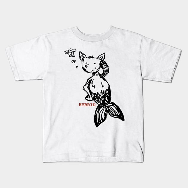 Fox Fish HyBrid Kids T-Shirt by KateVegaVisuarts